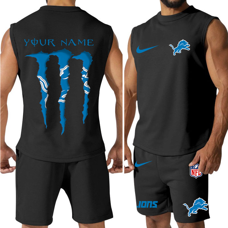 Detroit Lions Colorful Combo Men Jersey Tank Top and Shorts AZBTCMJTTS000016