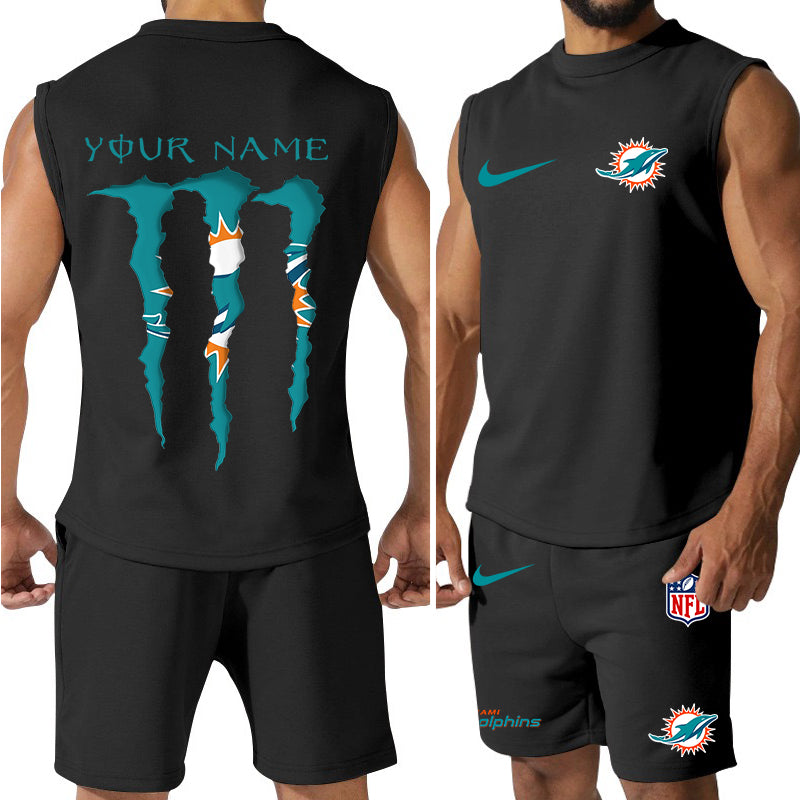 Miami Dolphins Colorful Combo Men Jersey Tank Top and Shorts AZBTCMJTTS000022