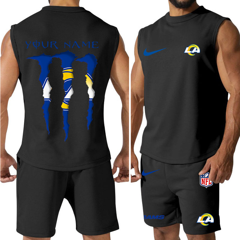 Los Angeles Rams Colorful Combo Men Jersey Tank Top and Shorts AZBTCMJTTS000031