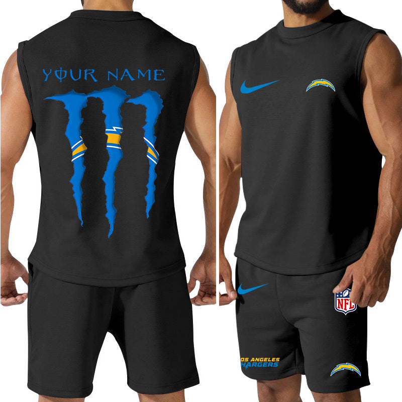 Los Angeles Chargers Colorful Combo Men Jersey Tank Top and Shorts AZBTCMJTTS000032