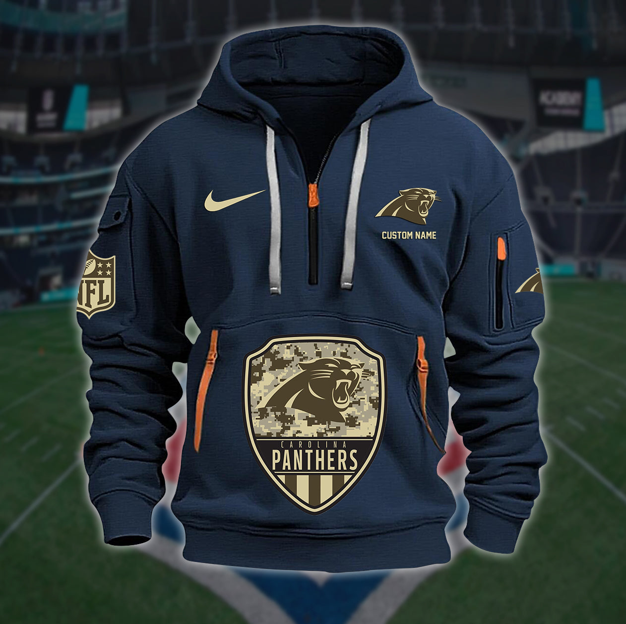 Carolina Panthers New Personalized Quarter Zip Hoodie Limited Edition AZBTQZH000192