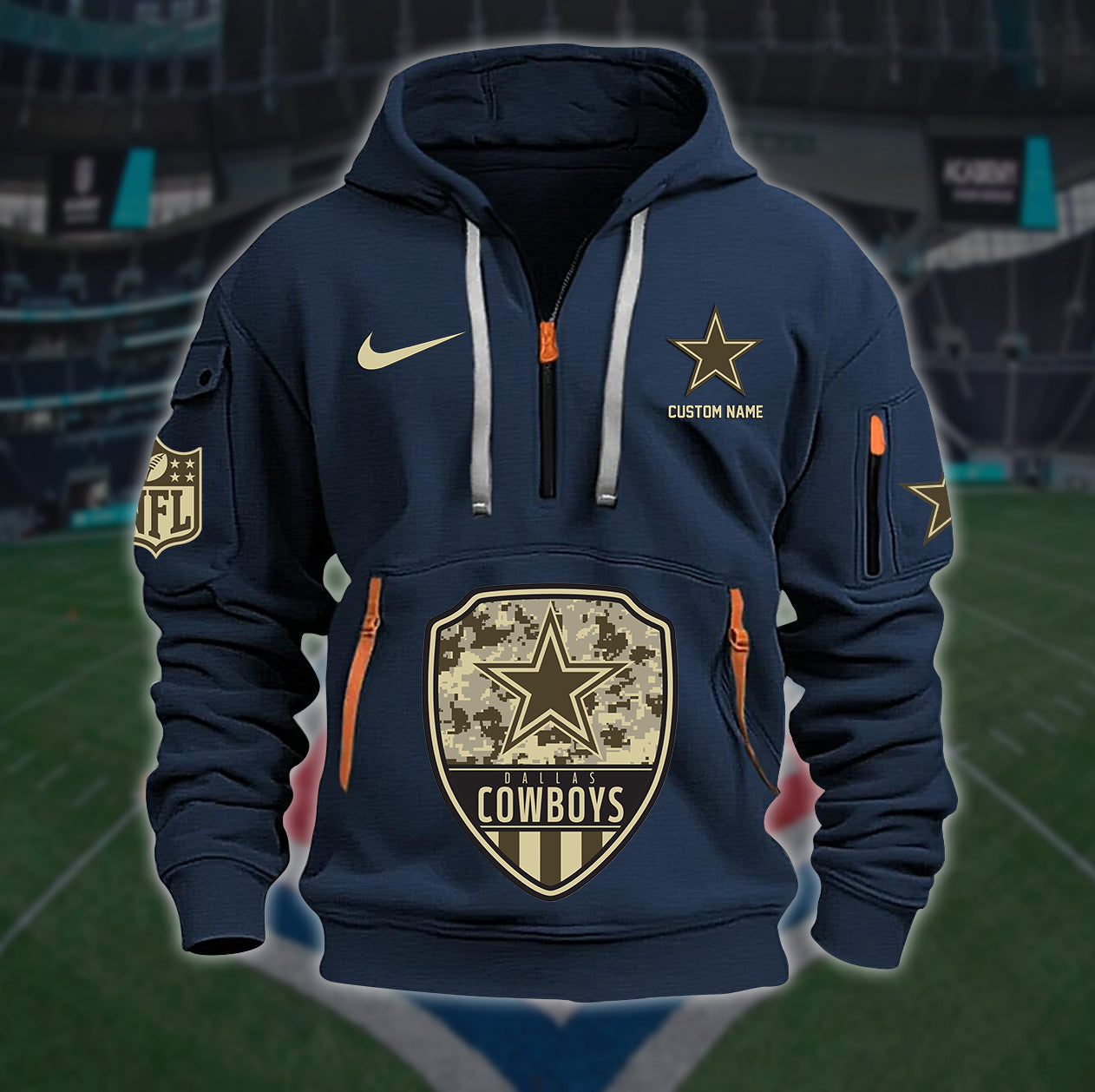Dallas Cowboys New Personalized Quarter Zip Hoodie Limited Edition AZBTQZH000181