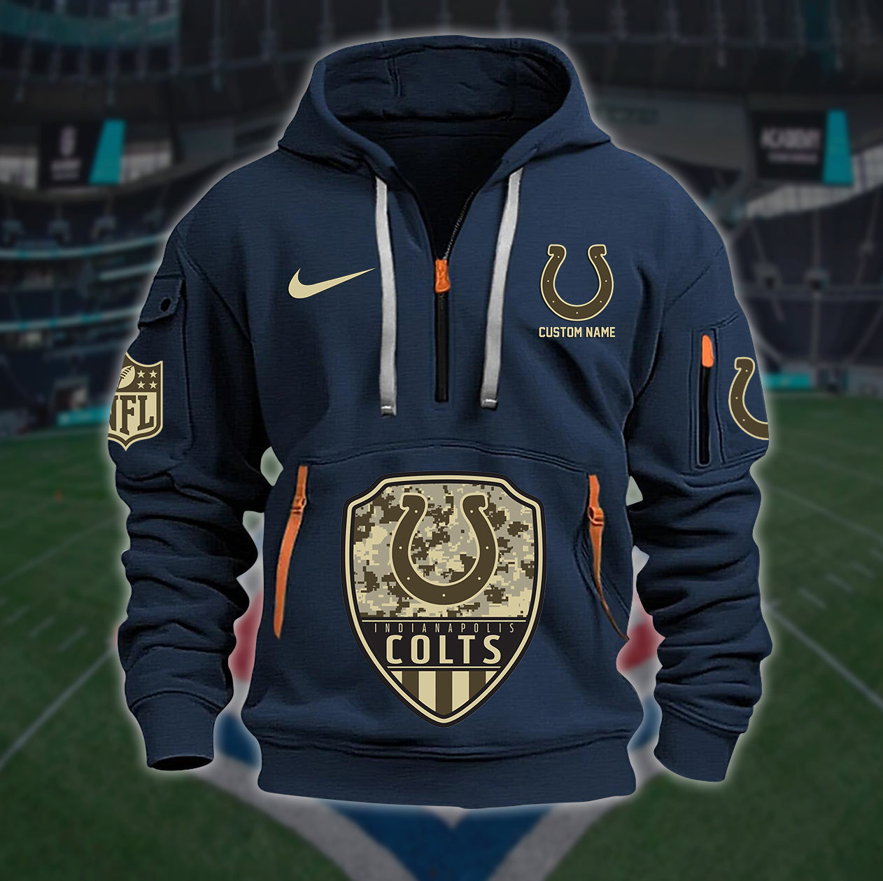 Indianapolis Colts New Personalized Quarter Zip Hoodie Limited Edition AZBTQZH000185