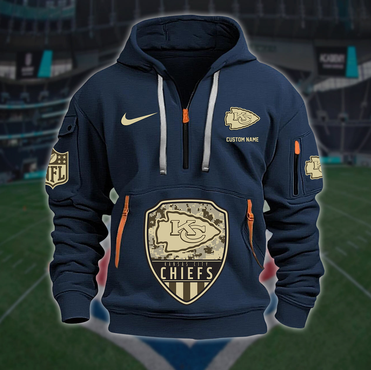Kansas City Chiefs New Personalized Quarter Zip Hoodie Limited Edition AZBTQZH000187