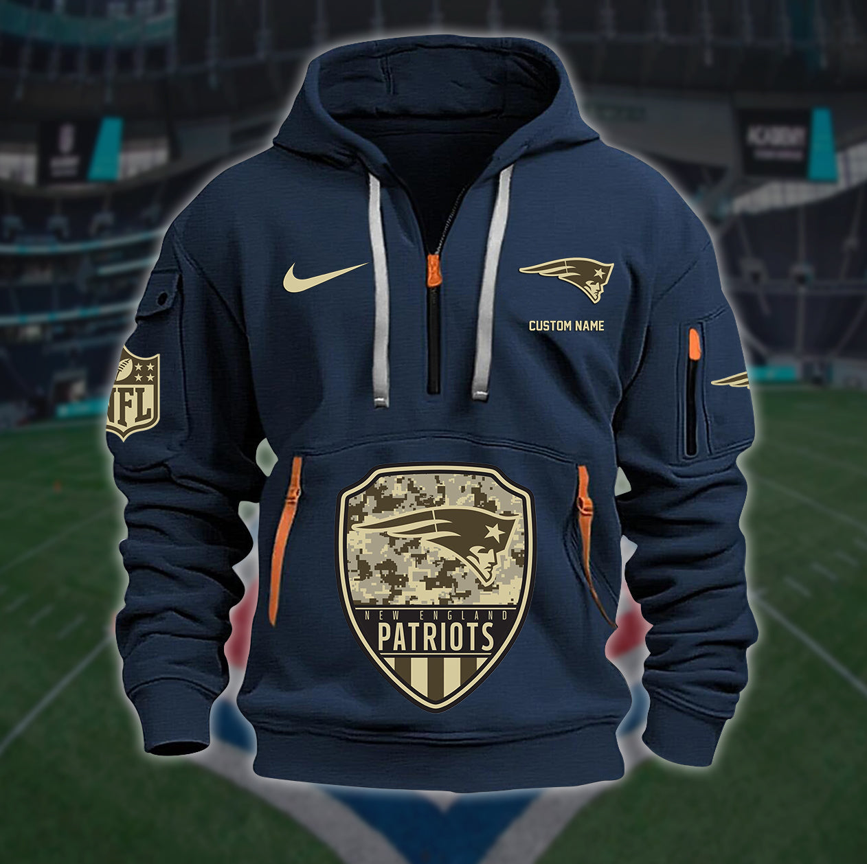 New England Patriots New Personalized Quarter Zip Hoodie Limited Edition AZBTQZH000196