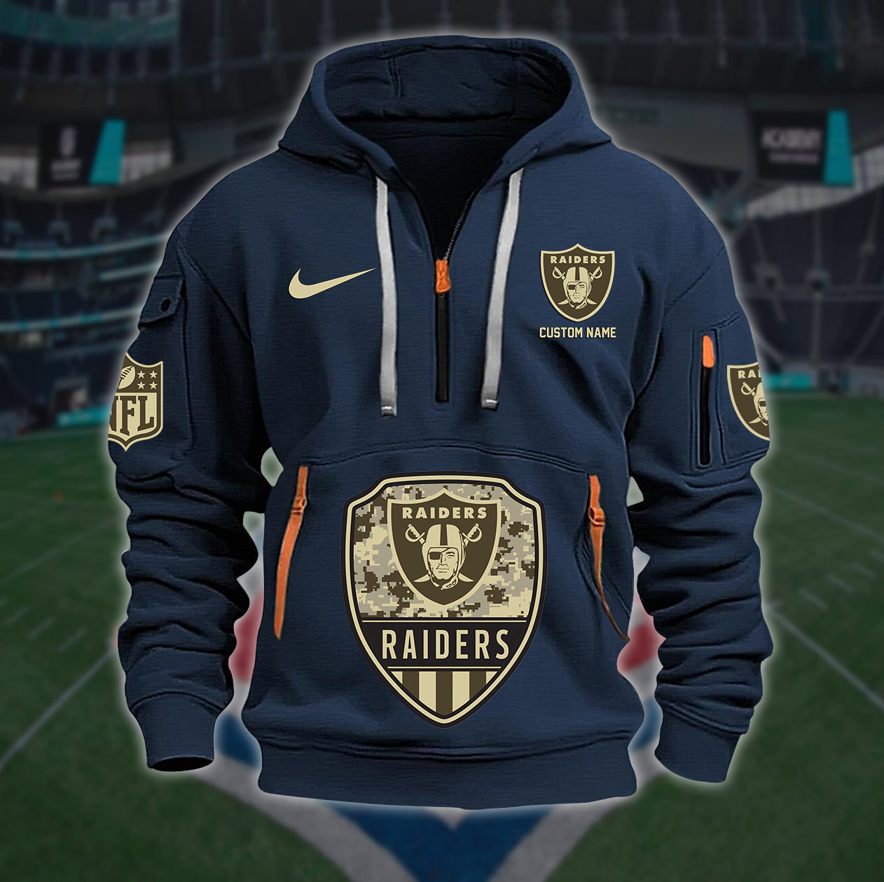 Las Vegas Raiders New Personalized Quarter Zip Hoodie Limited Edition AZBTQZH000198