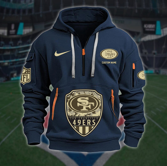 San Francisco 49ers New Personalized Quarter Zip Hoodie Limited Edition AZBTQZH000202