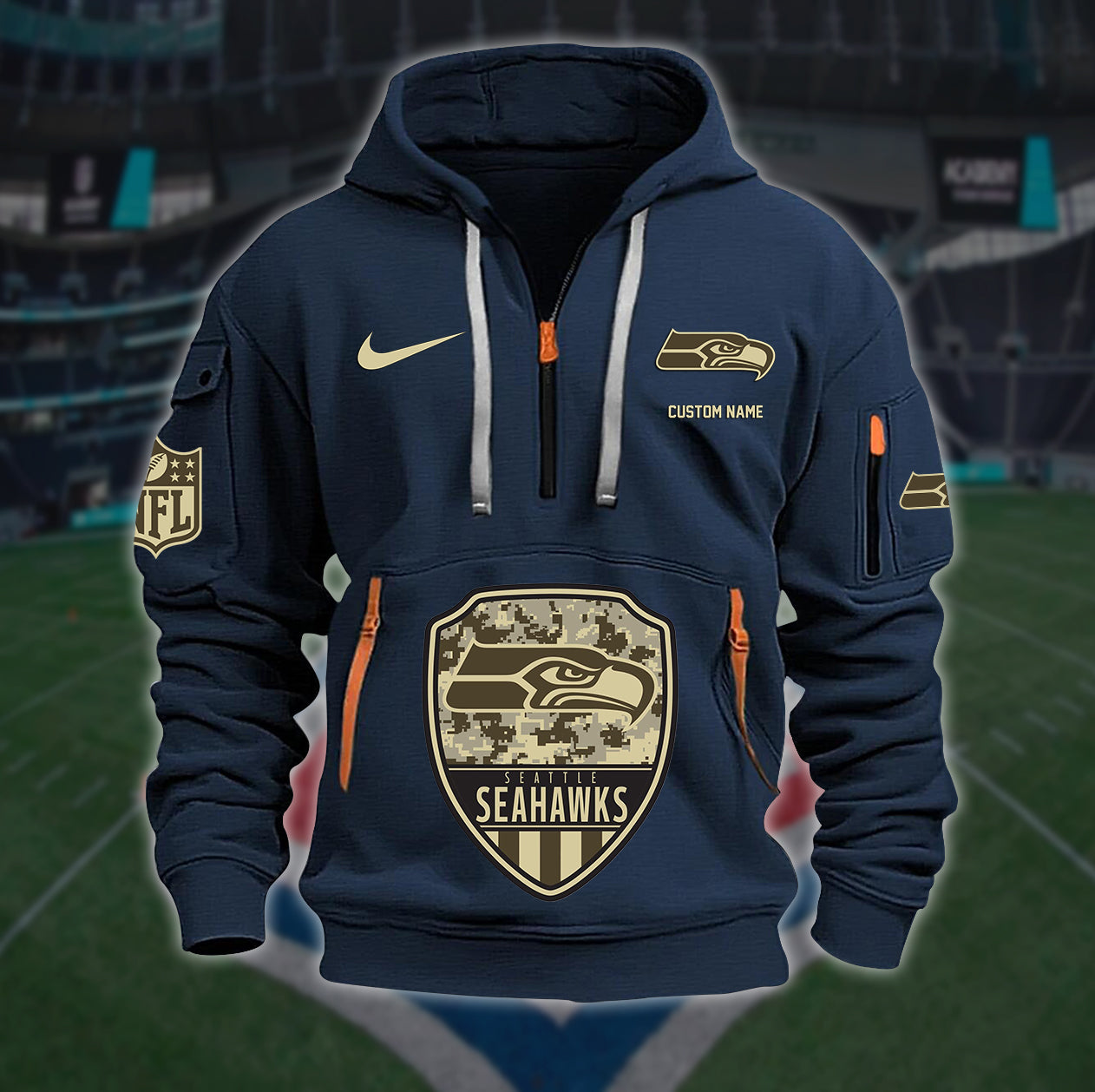 Seattle Seahawks New Personalized Quarter Zip Hoodie Limited Edition AZBTQZH000203