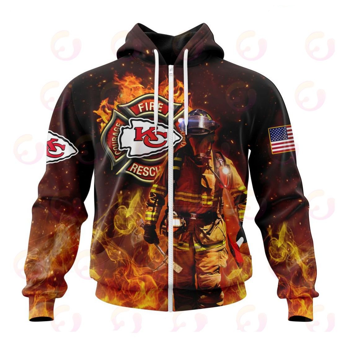 Kansas City Chiefs Honor Firefighters – First Responders All Over Printed T-shirt Sweatshirt Hoodie AZCHD839