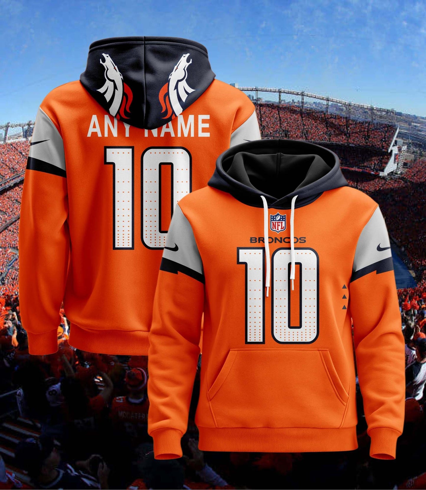 Denver Broncos New Personalized Football Hoodie Style Jersey AZBTJSHD000069