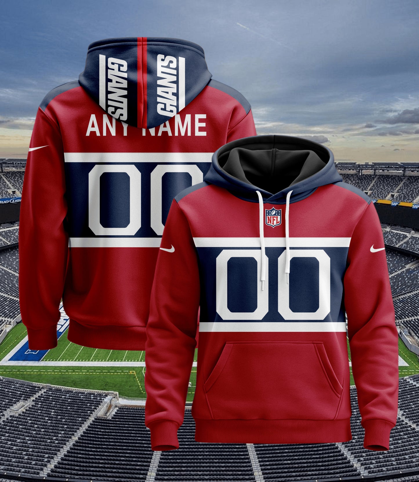 New York Giants New Personalized Football Hoodie Style Jersey AZBTJSHD000006