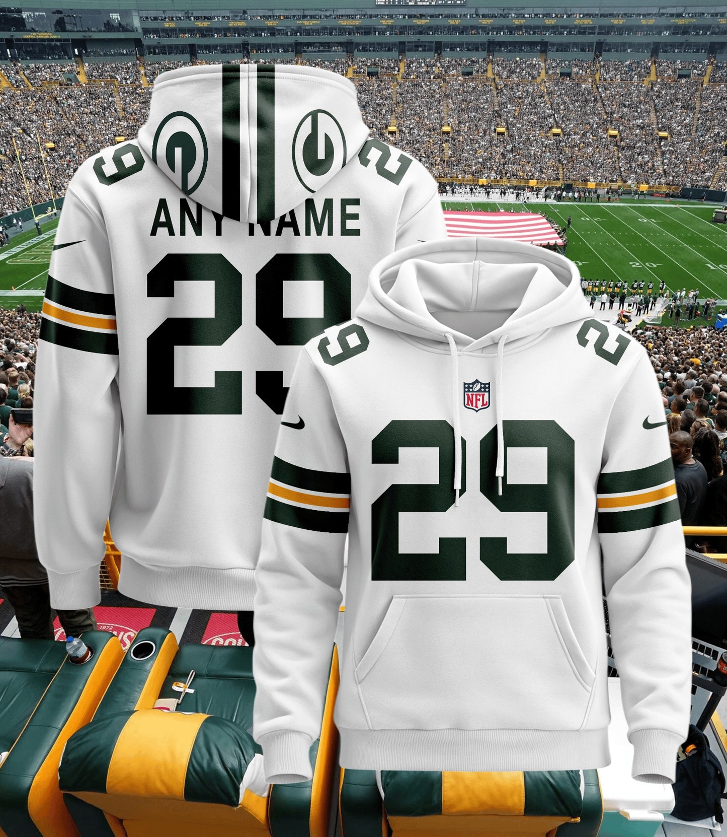 Green Bay Packers New Personalized Football Hoodie Style Jersey AZBTJSHD000075