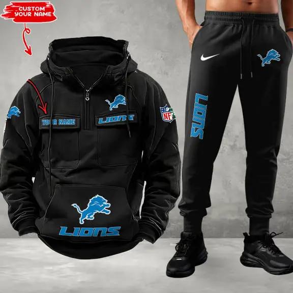 Detroit Lions Combo Multi-Pockets Hoodie And Pants EM04
