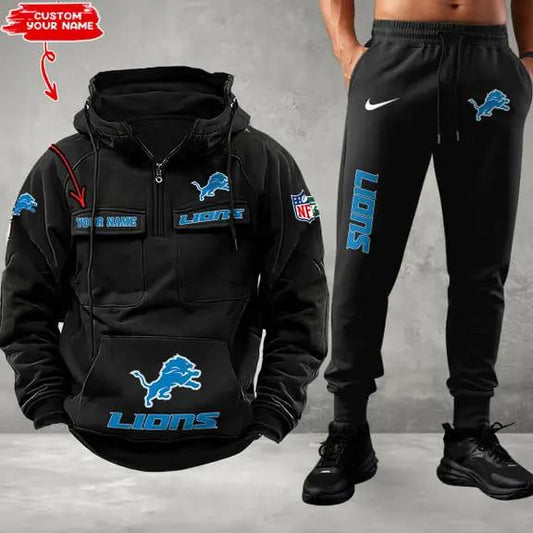 Detroit Lions Combo Multi-Pockets Hoodie And Pants EM04