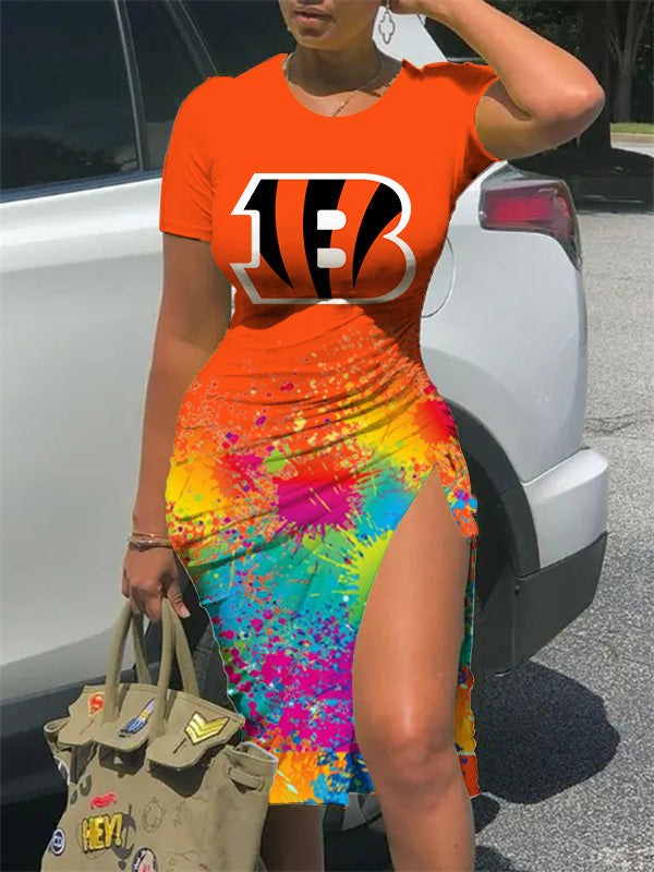 Cincinnati Bengals Slit Bodycon Dress  AZBTSBD000046