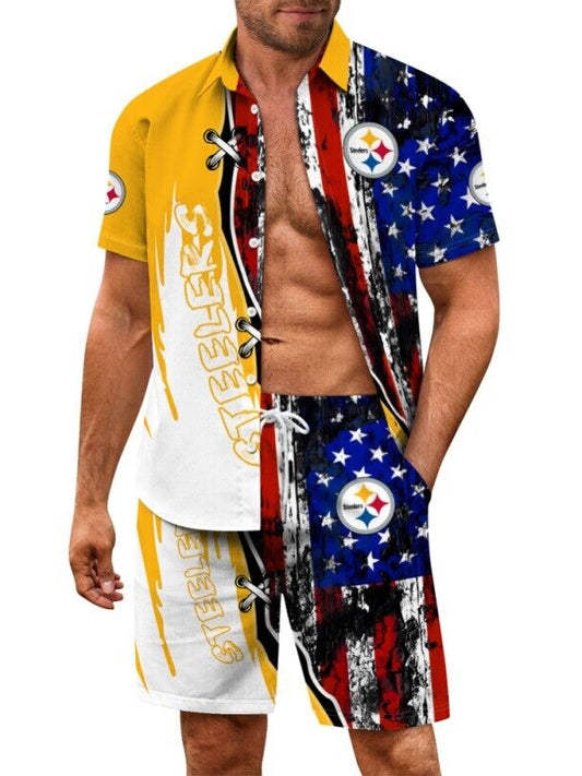 Pittsburgh Steelers Combo Hawaiian Shirt and Shorts AZBTHWSS000110