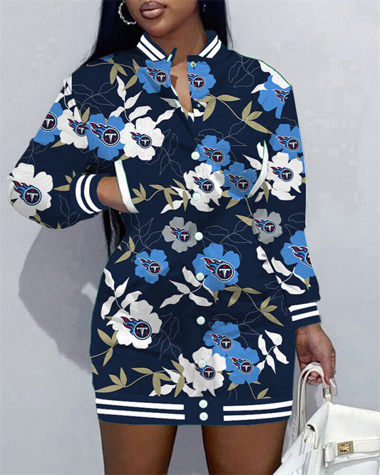 Tennessee Titans Women Button Down Jacket Dress AZBTBDJD000128