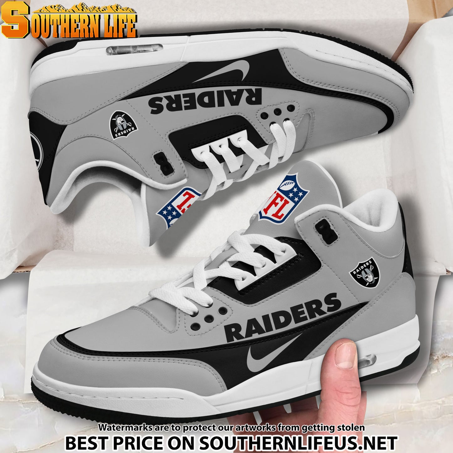 Las Vegas Raiders JD3 New Sport Football Sneakers AZBTAJ3000287