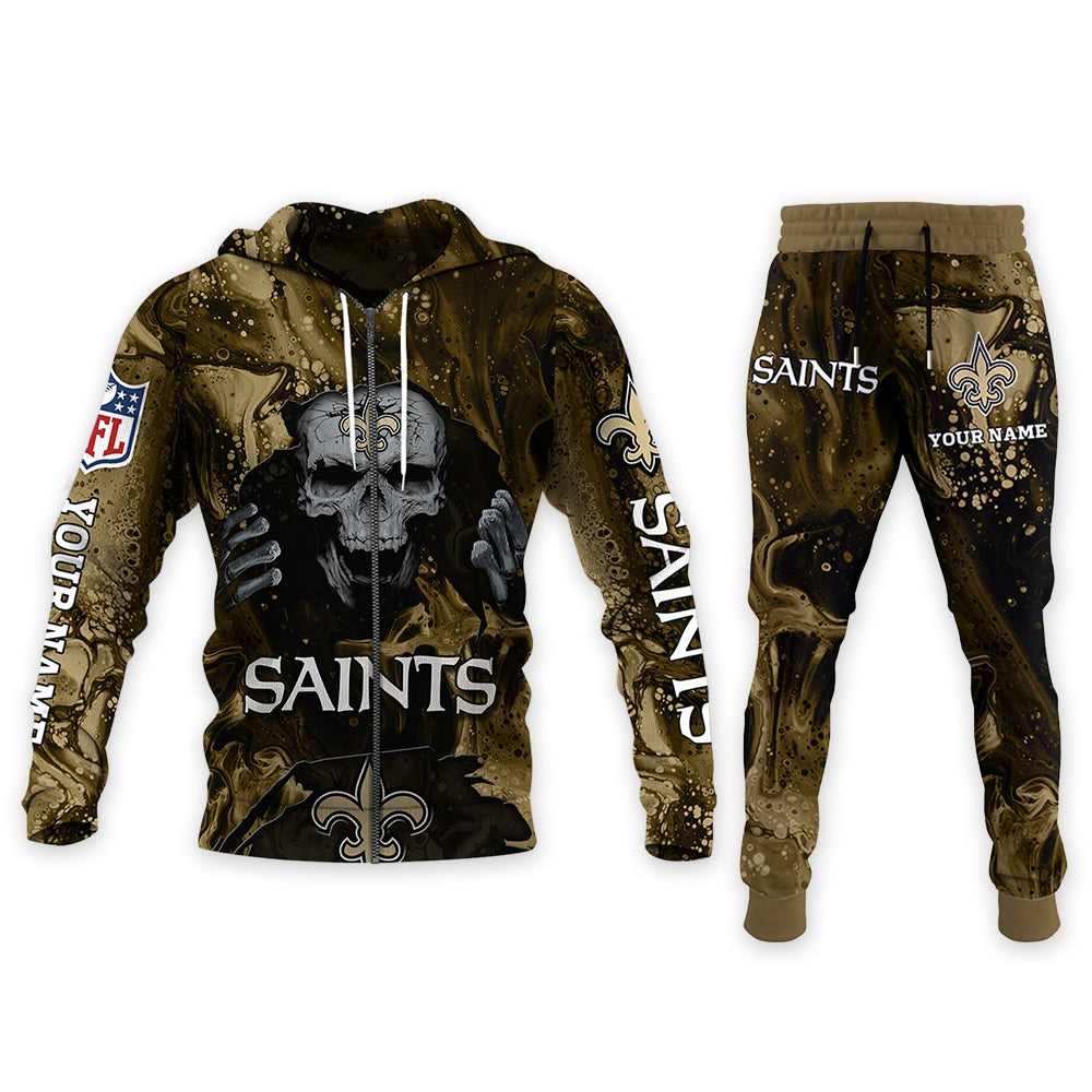 New Orleans Saints Personalized Hoodie and Joggers AZCHD997