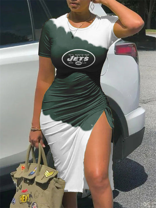 New York Jets Slit Bodycon Dress  AZBTSBD000034
