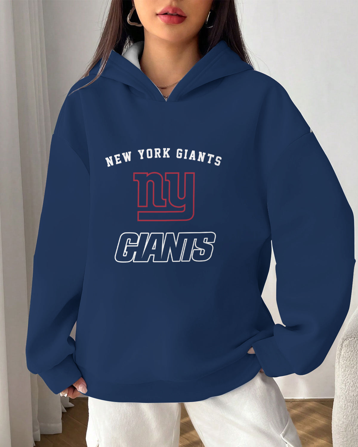 New York Giants Printed Hooded Pocket Pullover Hoodie AZBTPH000073