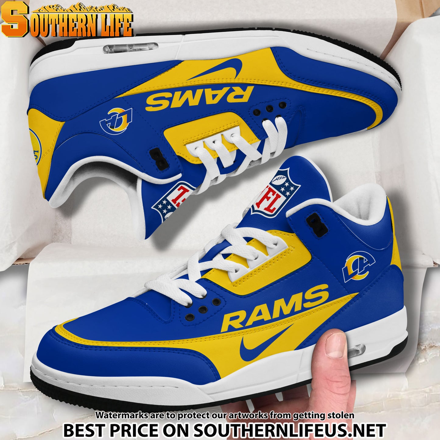 Los Angeles Rams JD3 New Sport Football Sneakers AZBTAJ3000290
