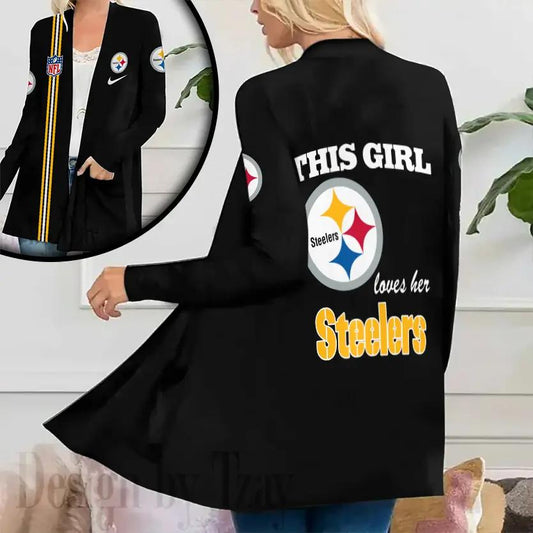 Pittsburgh Steelers Women Patch Pocket Cardigan BT163