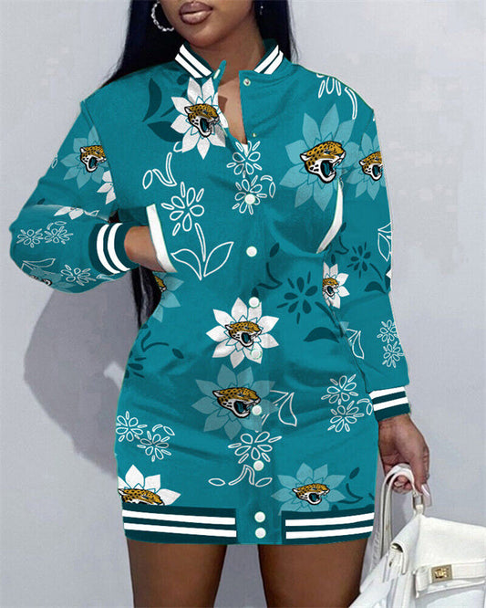 Jacksonville Jaguars Women Button Down Jacket Dress AZBTBDJD000259