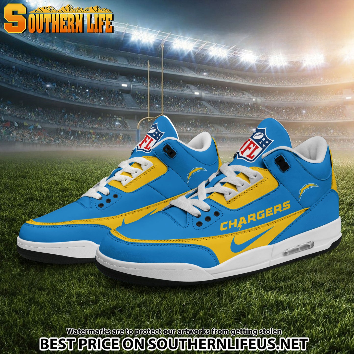 Los Angeles Chargers JD3 New Sport Football Sneakers AZBTAJ3000292