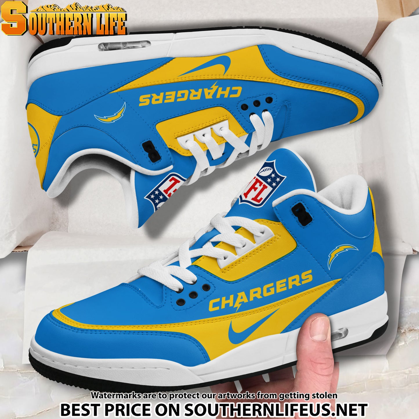 Los Angeles Chargers JD3 New Sport Football Sneakers AZBTAJ3000292