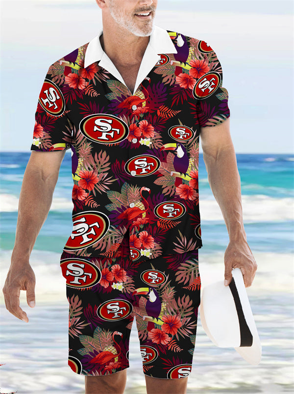 San Francisco 49ers Combo Hawaiian Shirt and Shorts AZBTHWSS000034