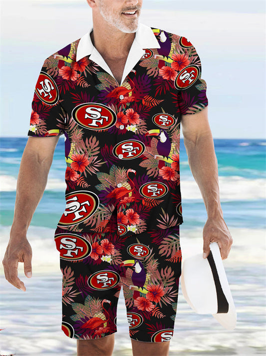 San Francisco 49ers Combo Hawaiian Shirt and Shorts AZBTHWSS000034