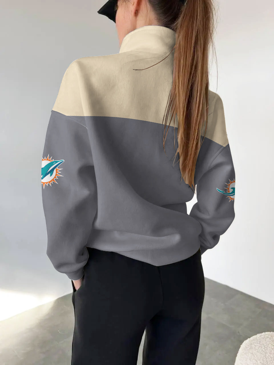 Miami Dolphins Casual Colorful Stand Collar Sweatshirt AZBTSCSW000237