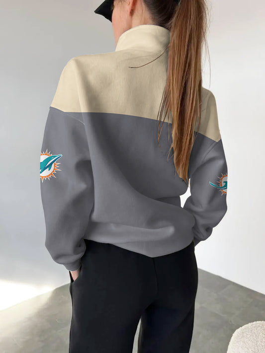 Miami Dolphins Casual Colorful Stand Collar Sweatshirt AZBTSCSW000237