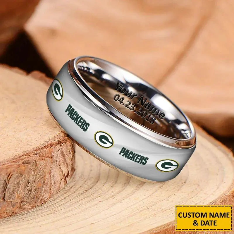 Green Bay Packers Special Stainless Ring Custom Name AZBTSR000045