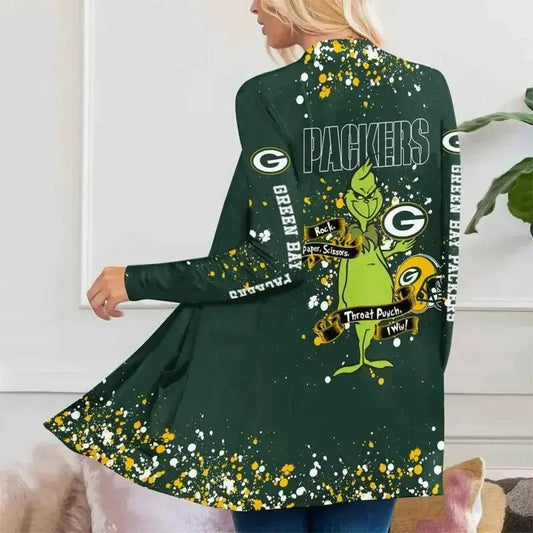 Green Bay Packers Women Patch Pocket Cardigan BT072