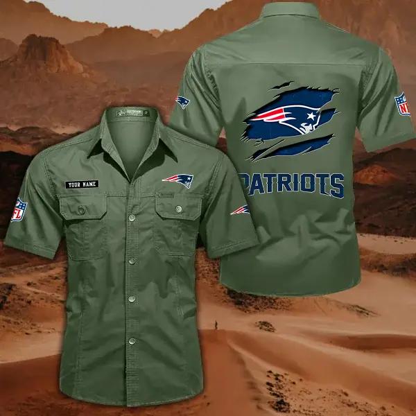 New England Patriots Men’s Short Sleeve Cargo Shirts New 2025 AZBT2DCGS000022