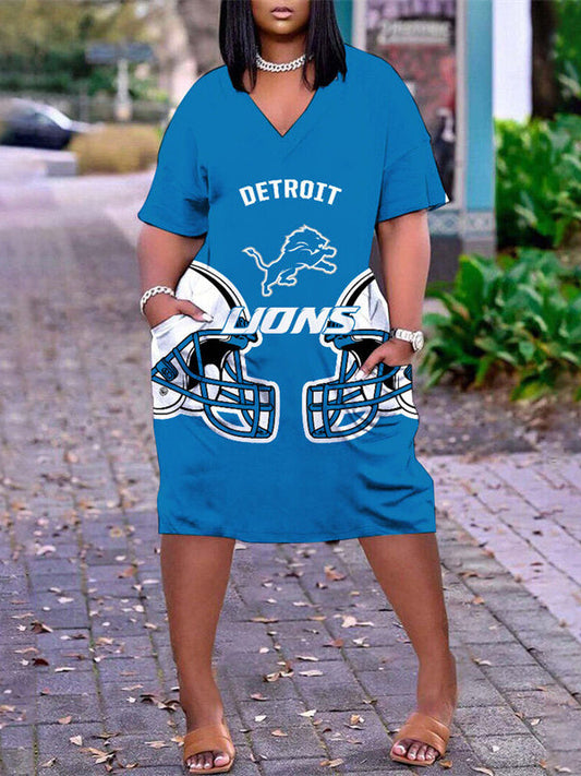 Detroit V-neck Casual Pocket Dress Limited Edition AZBTVCPD000483