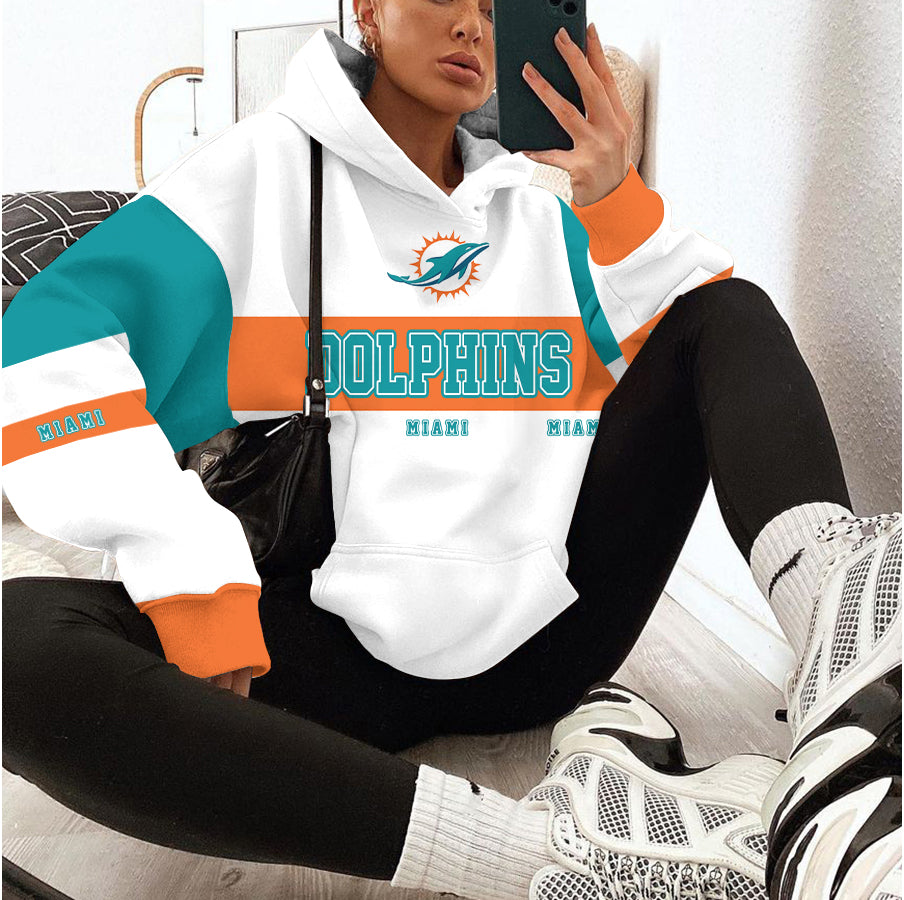 Miami Dolphins Printed Hooded Pocket Pullover Hoodie AZBTPH000109
