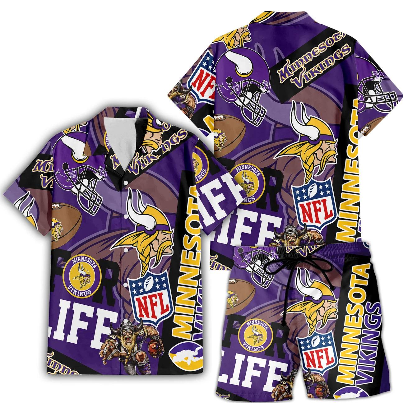 Minnesota Vikings Custom Limited Edition For Life Hawaiian Shirt and Shorts AZHAHWSS000271