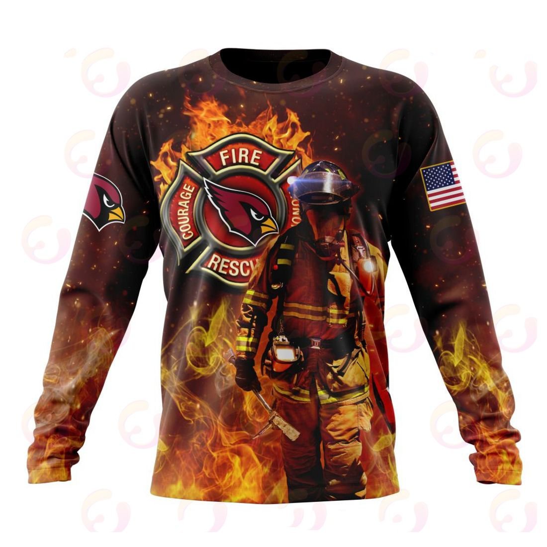Arizona Cardinals Honor Firefighters – First Responders All Over Printed T-shirt Sweatshirt Hoodie AZCHD824
