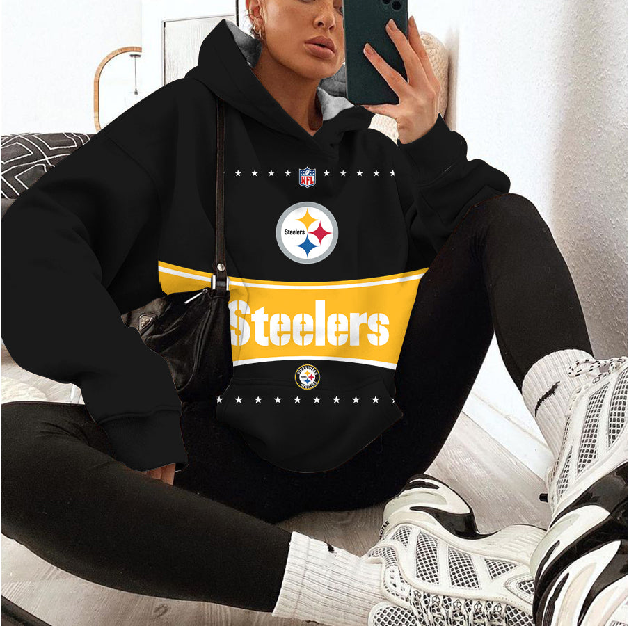 Pittsburgh Steelers Printed Hooded Pocket Pullover Hoodie AZBTPH000046