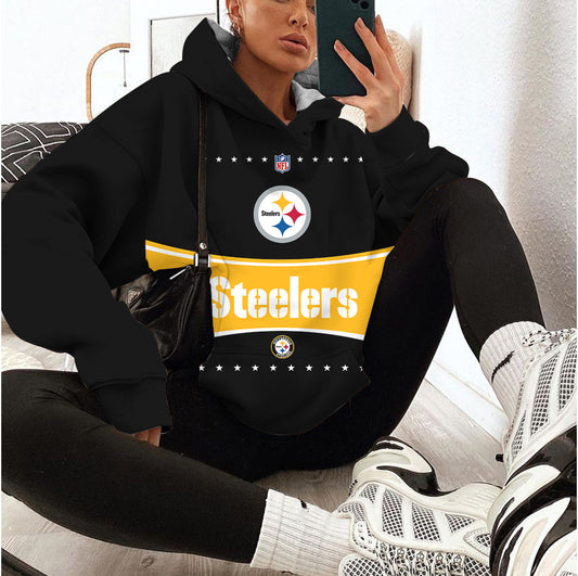 Pittsburgh Steelers Printed Hooded Pocket Pullover Hoodie AZBTPH000046