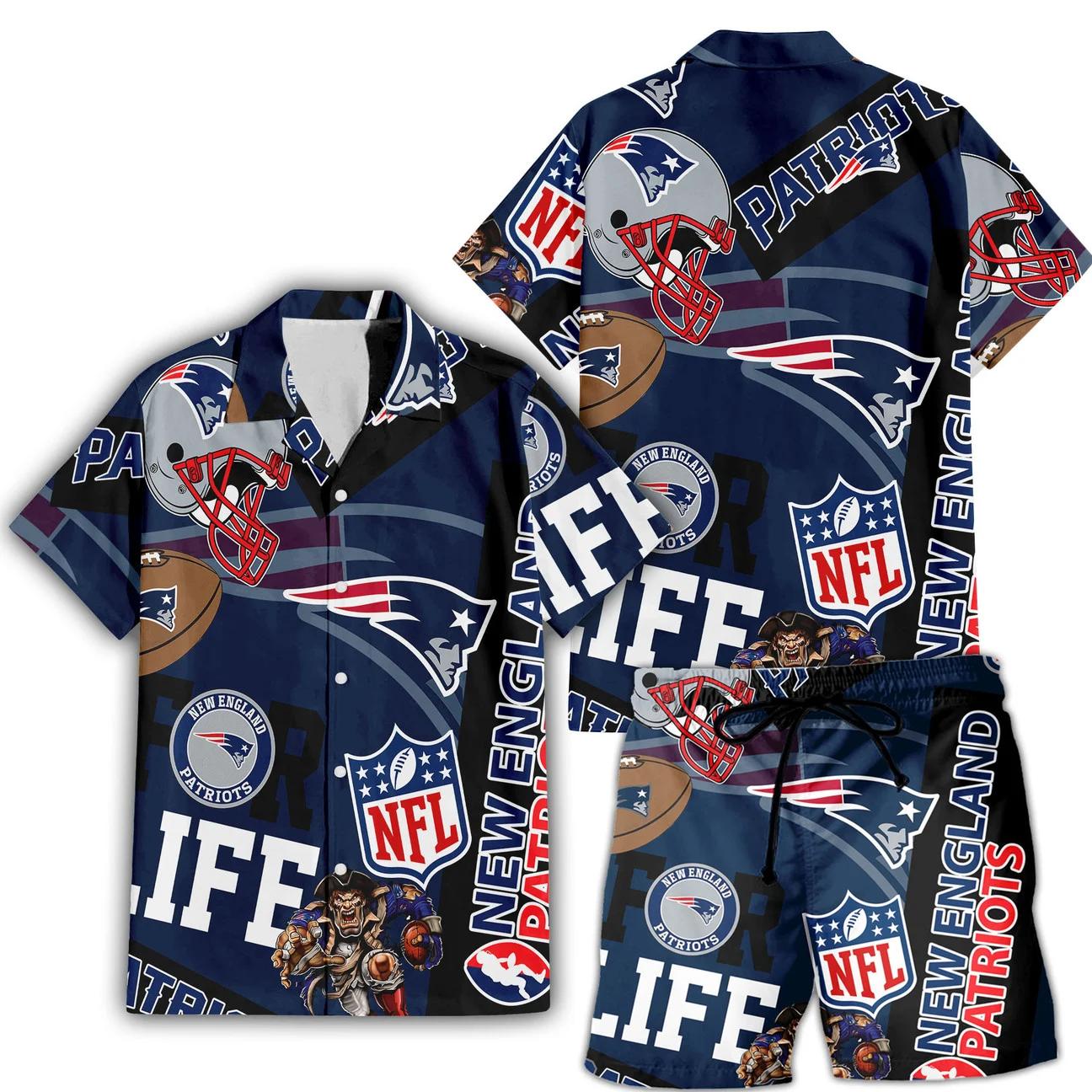 New England Patriots Custom Limited Edition For Life Hawaiian Shirt and Shorts AZHAHWSS000249