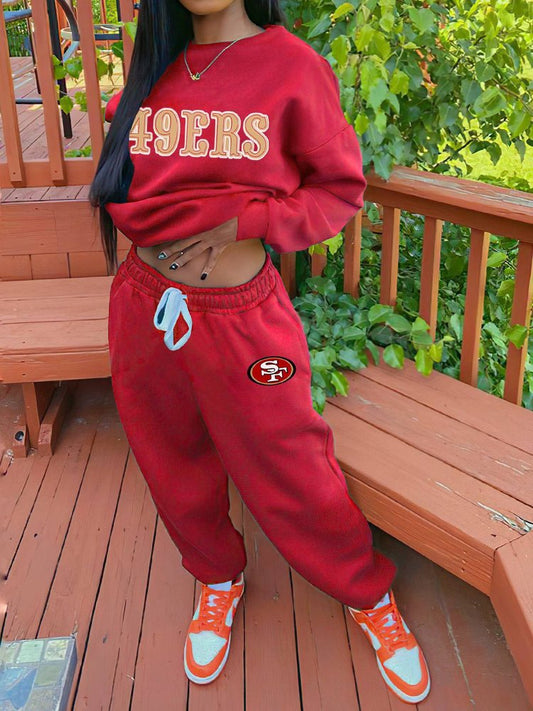 San Francisco 49ers Drop Shoulder Sweatshirt and Sweatpants AZBTDSS000009