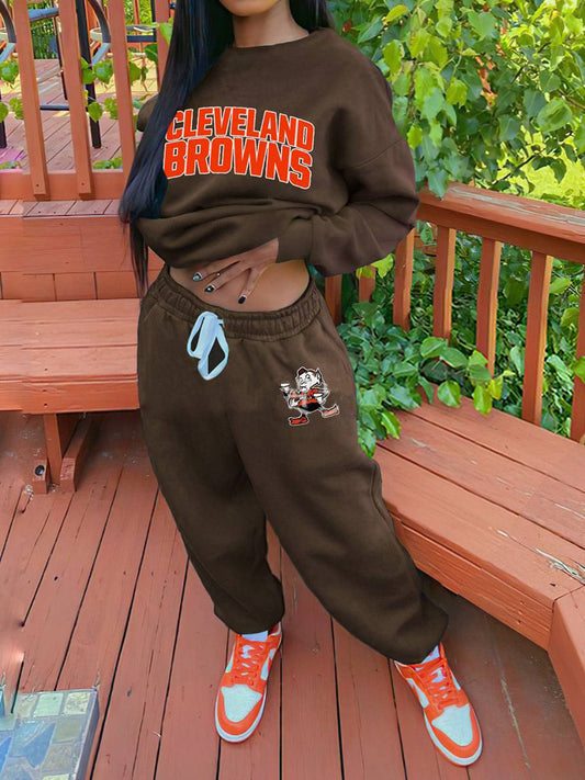 Cleveland Browns Drop Shoulder Sweatshirt and Sweatpants AZBTDSS000018