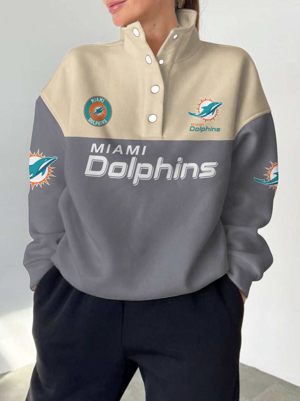 Miami Dolphins Casual Colorful Stand Collar Sweatshirt AZBTSCSW000237