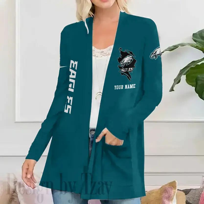 Philadelphia Eagles Women Patch Pocket Cardigan BT151