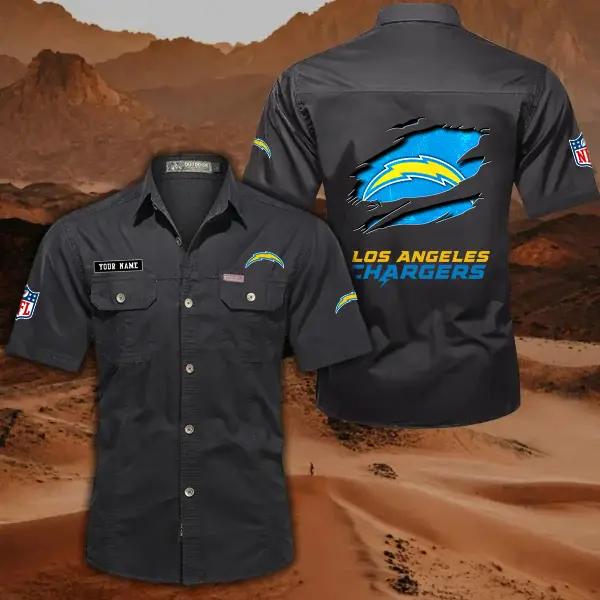 Los Angeles Chargers Men’s Short Sleeve Cargo Shirts New 2025 AZBT2DCGS000018
