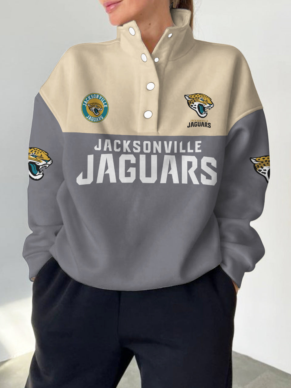 Jacksonville Jaguars Casual Colorful Stand Collar Sweatshirt AZBTSCSW000385
